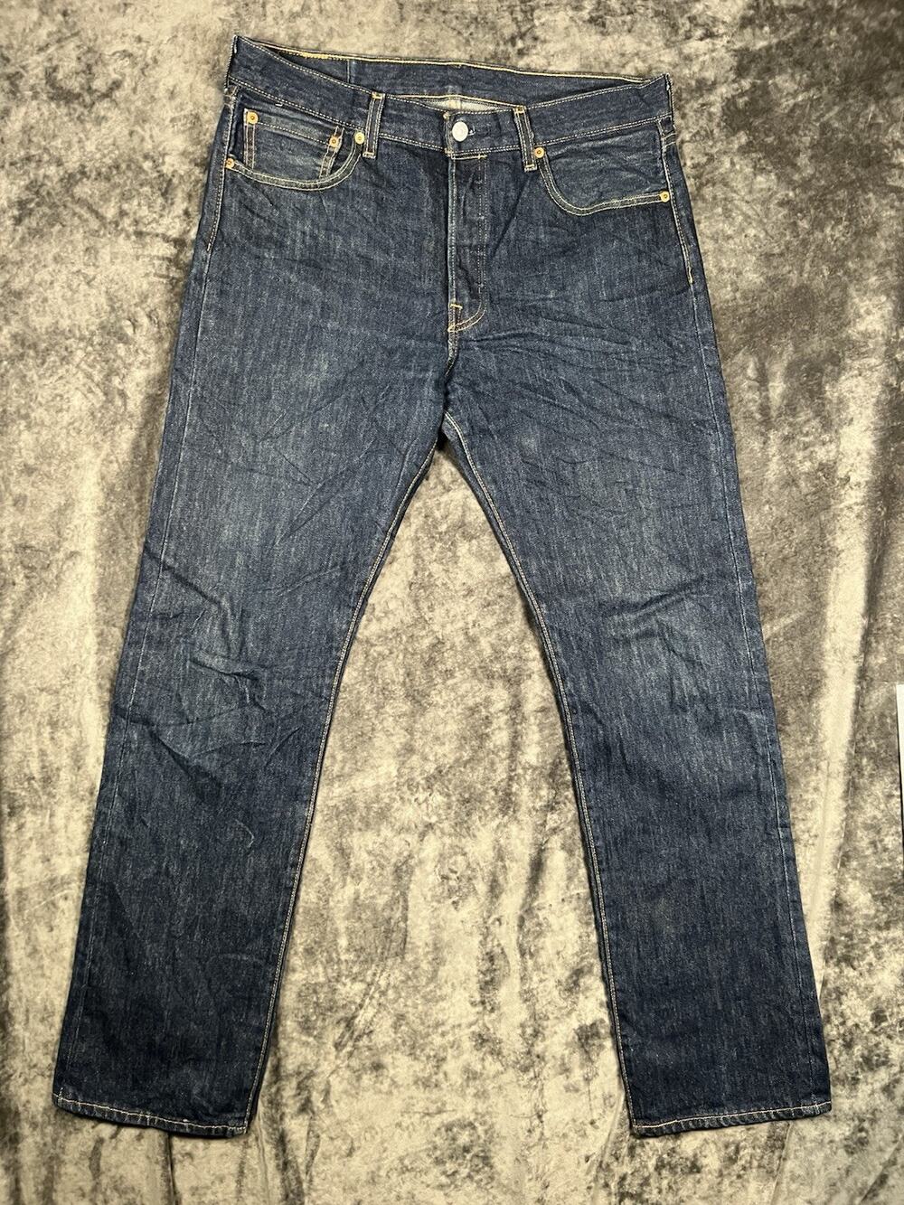 Levis 501 Jeans Mens 32x32 Dark Wash Straight Leg Button Fly Waterless Denim